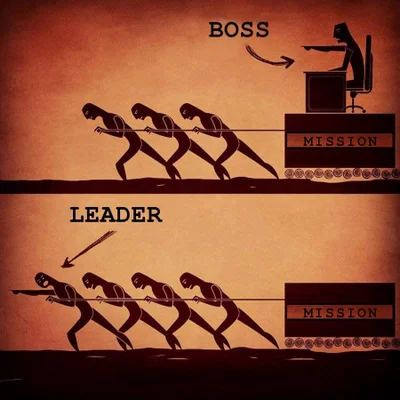 leadership meme, the difference between a boss and a leader