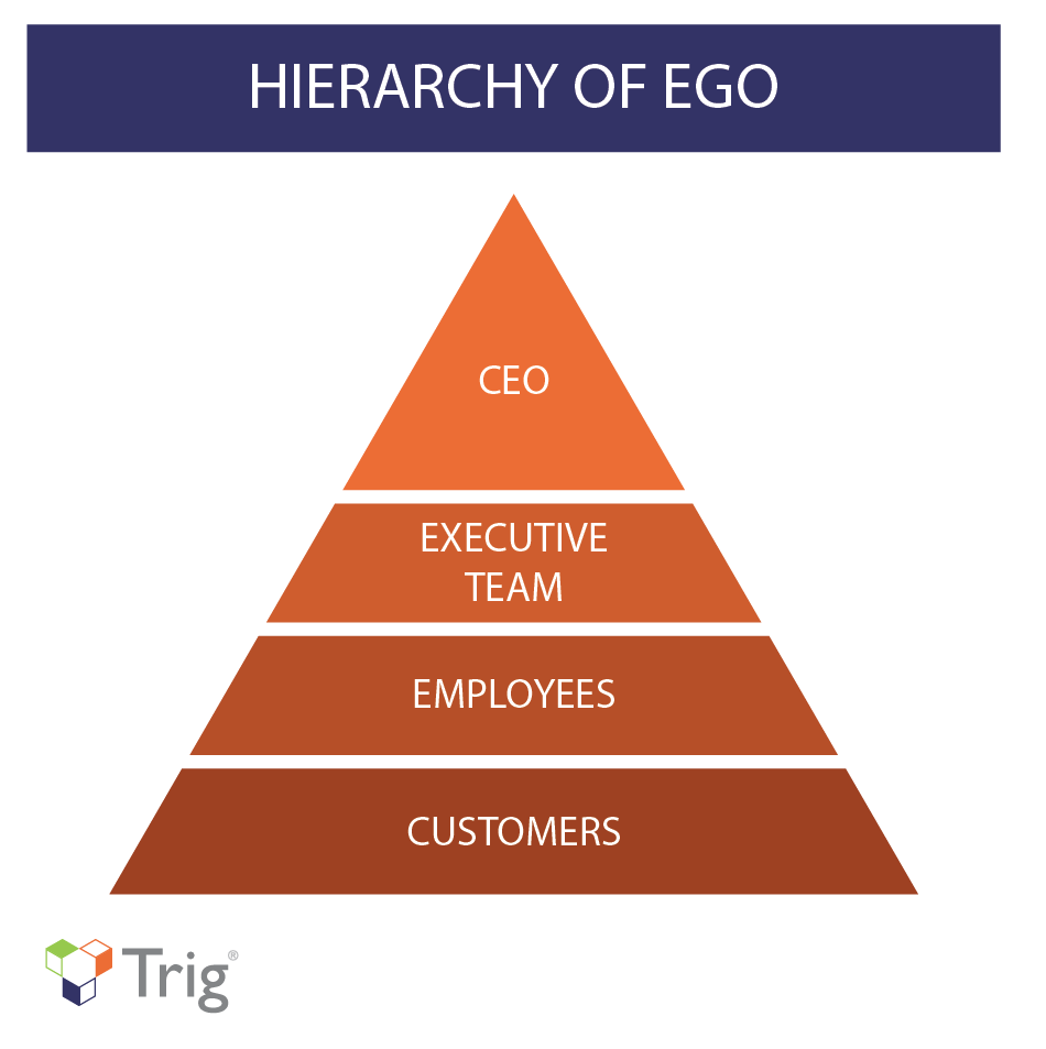 Typical hieararchy pyramit with CEO at the top and empyess and customers at the bottom
